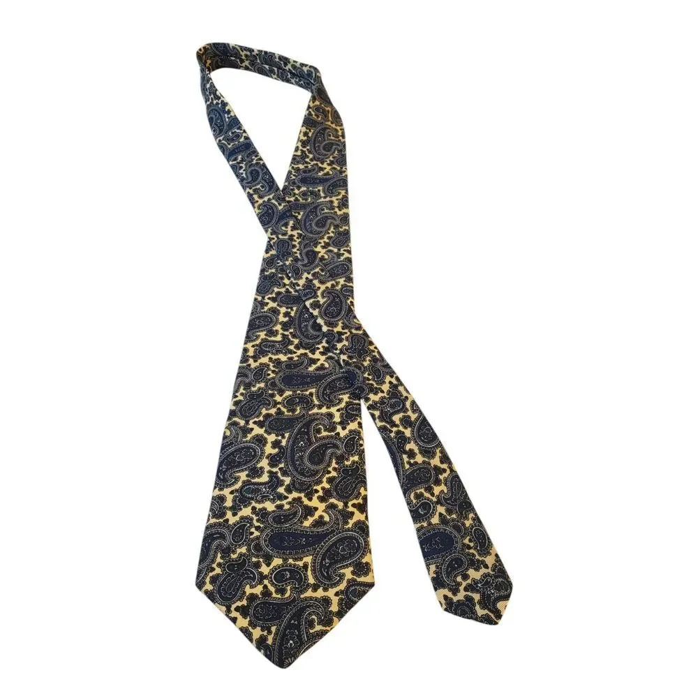 Bert Pulitzer Collectors Edition Neck Tie Mens Luxury Yellow Blue Paisley Office